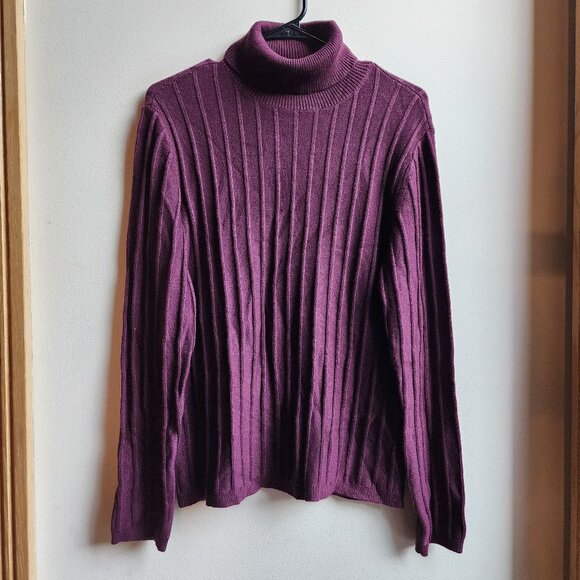 Ann Taylor Purple Ribbed Turtleneck Size Large - Picture 1 of 14